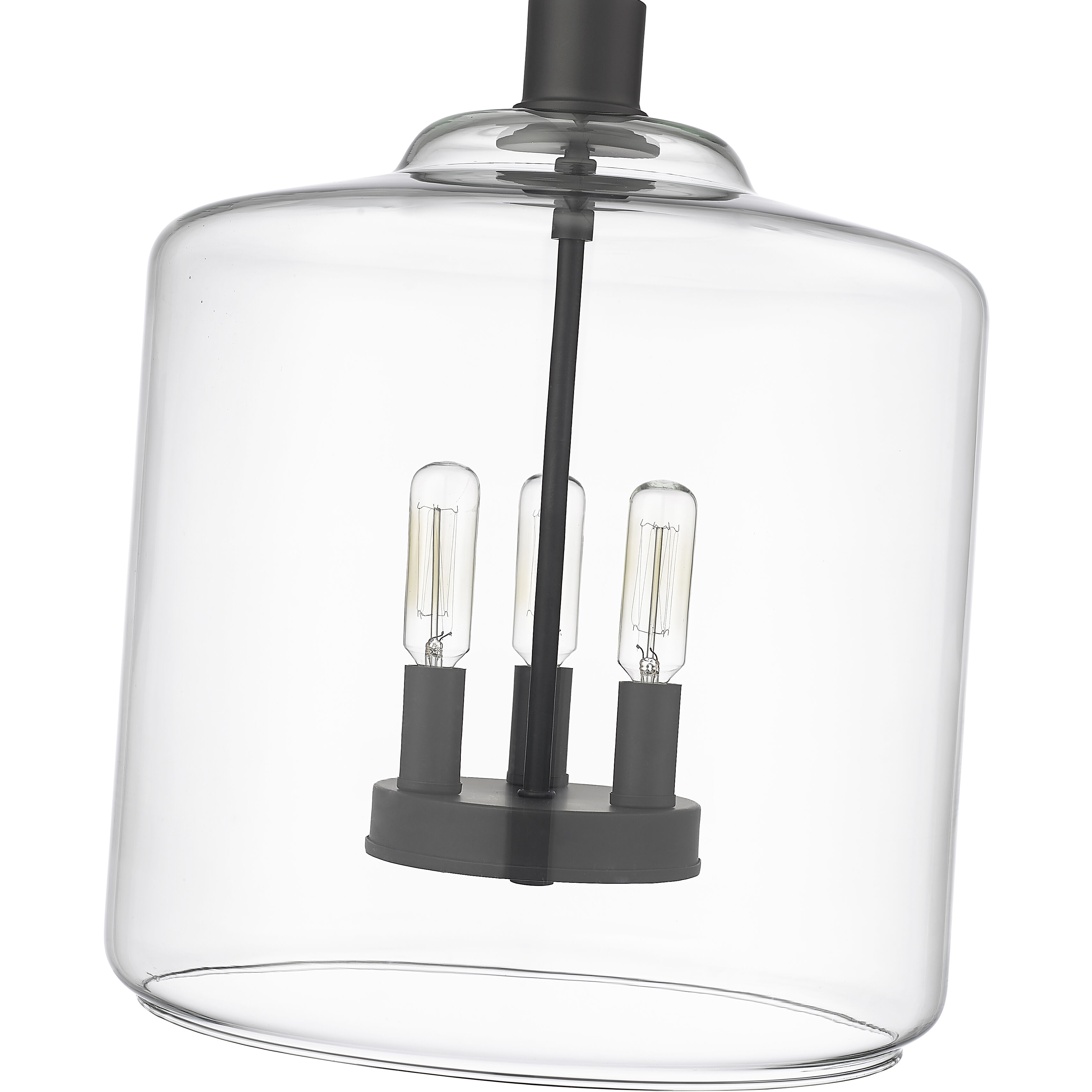 Asheville 3 Light 12 inch Matte Black Pendant Ceiling Light